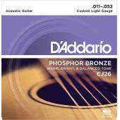 D`Addario EJ26 PHOSPHOR BRONZE Струны для акустической гитары фосфорная бронза Custom Light 11-52 